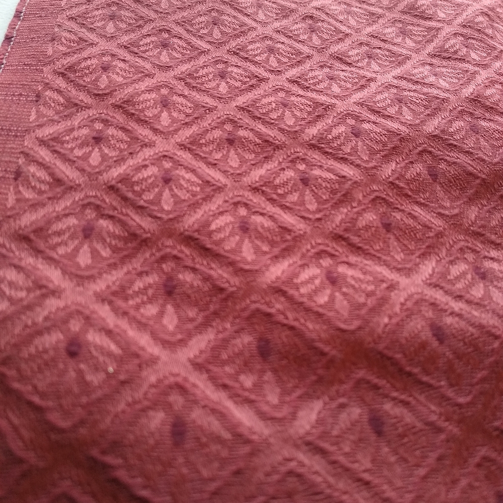 Thick Burgundy Fabric Jacquard Broca with diamond shapes 57 inches by 20+ inches